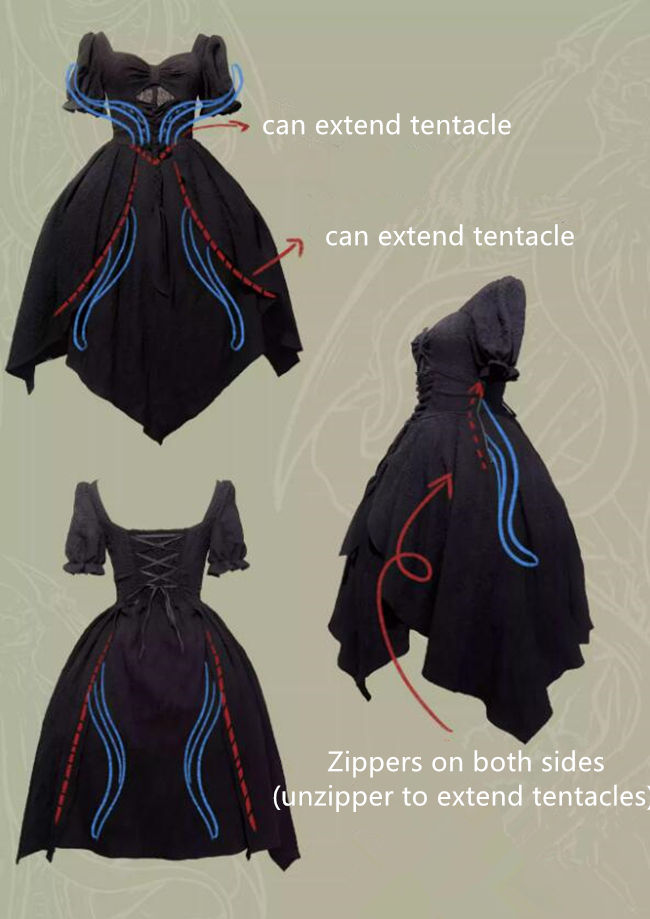Cthulhu Tentacle Shape Adjustable Petticoat and OP Dress