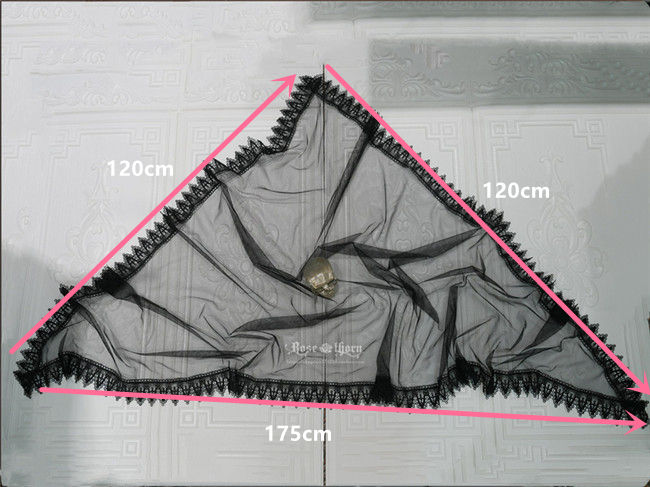 Cross Lace Dark Black Gothic Veil/Mantilla