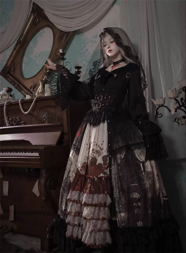 Heretic Nun Dark Gothic Halloween Lolita Dress Set Limited QTY Pre-order