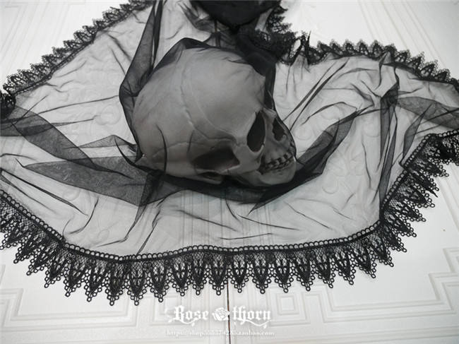 Cross Lace Dark Black Gothic Veil/Mantilla