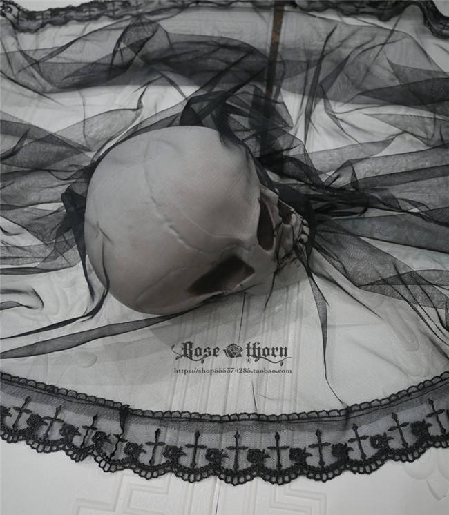 Cross Lace Dark Black Gothic Veil/Mantilla