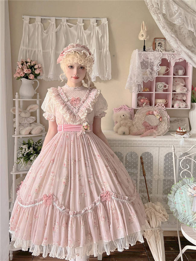 Rose Print Classic Lolita One Piece