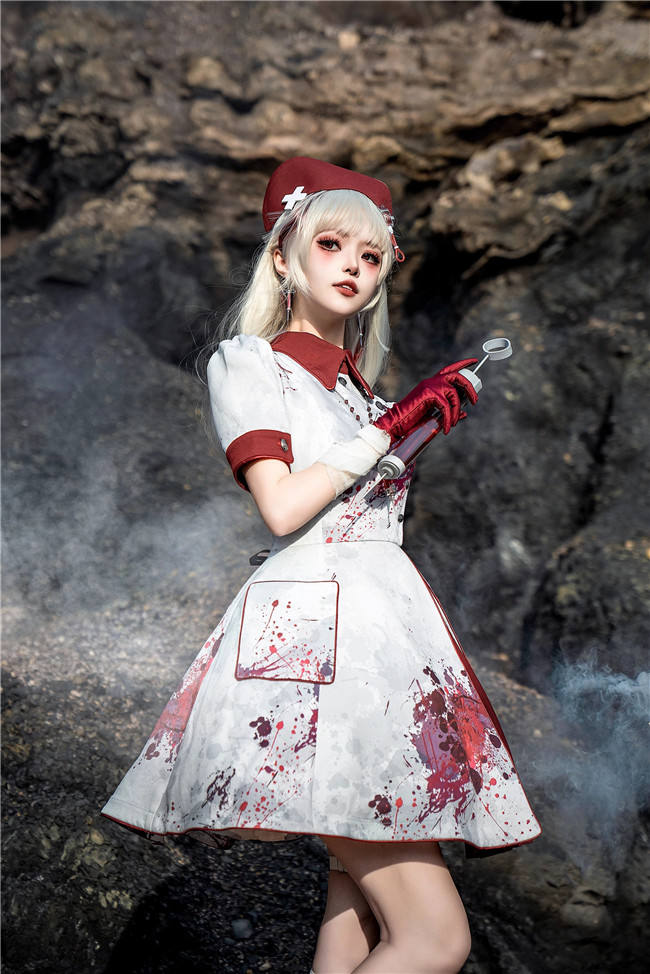 Your Highness Blood Rose Military Lolita Dress, Corset, Necktie and Medal