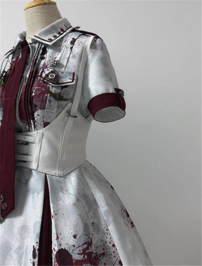 Your Highness Blood Rose Military Lolita Dress, Corset, Necktie and Medal