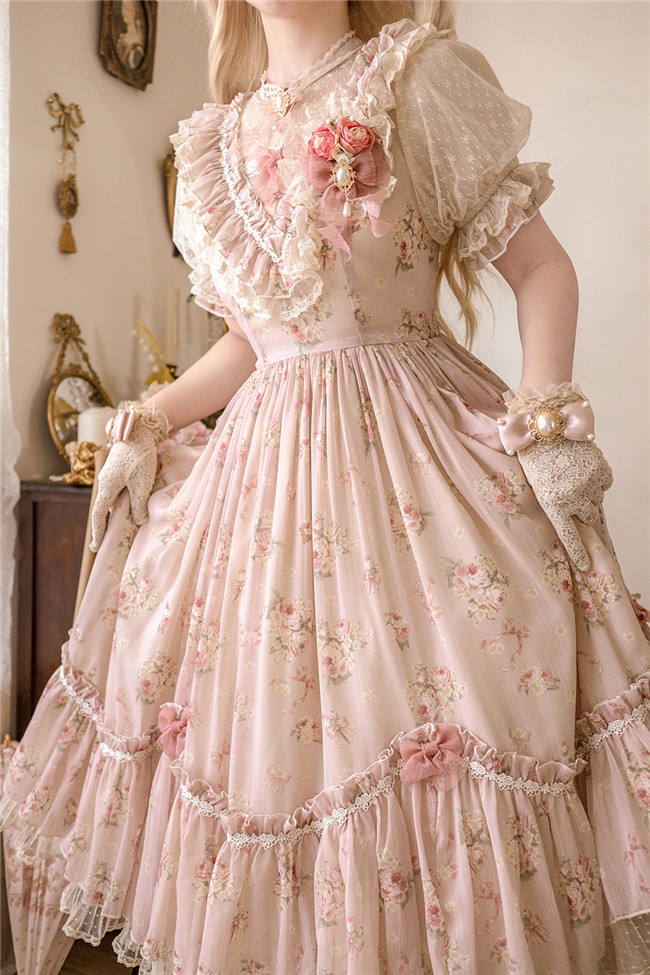 Rose Print Classic Lolita One Piece