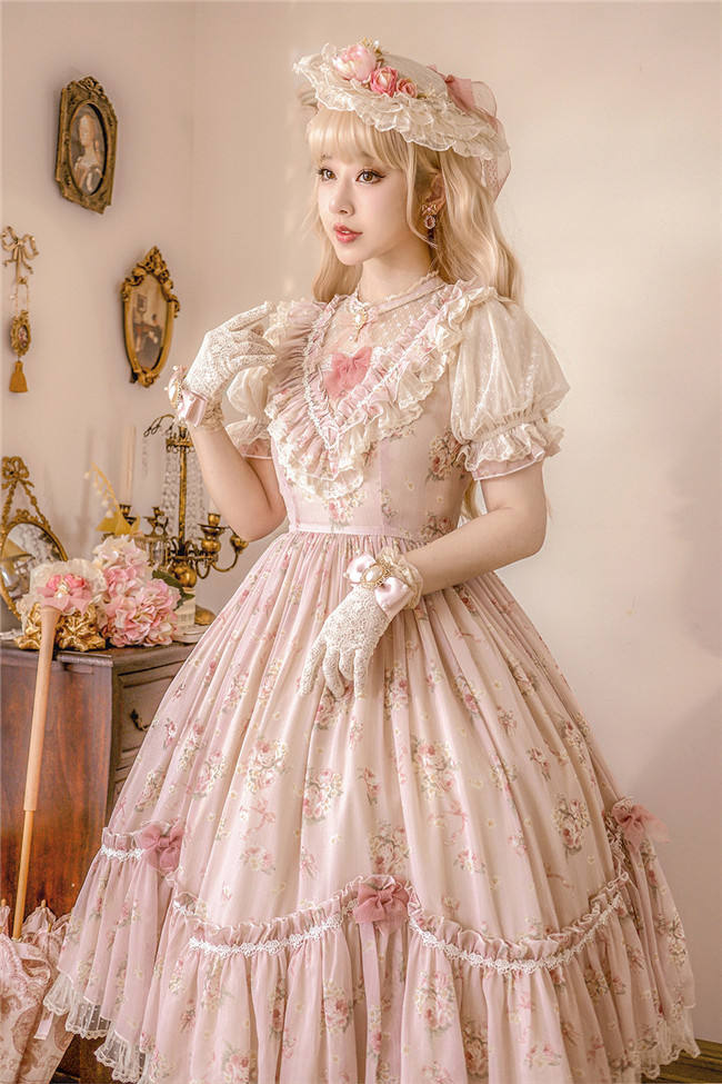Rose Print Classic Lolita One Piece