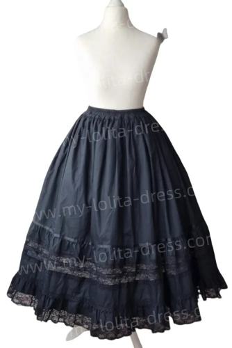 Retro Ruffled Lacework Lolita Black Skirt