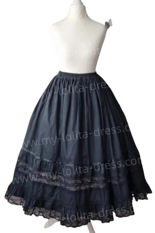 Retro Ruffled Lacework Lolita Black Skirt