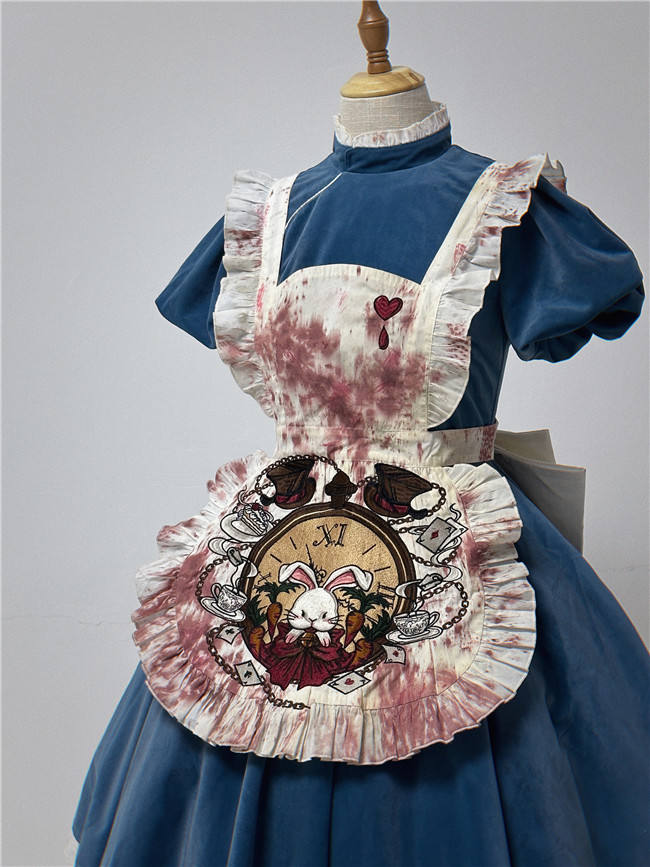 Your Highness Alice the Black Fairy Tale Lolita Dress and Apron Pale Blue Size L In Stock