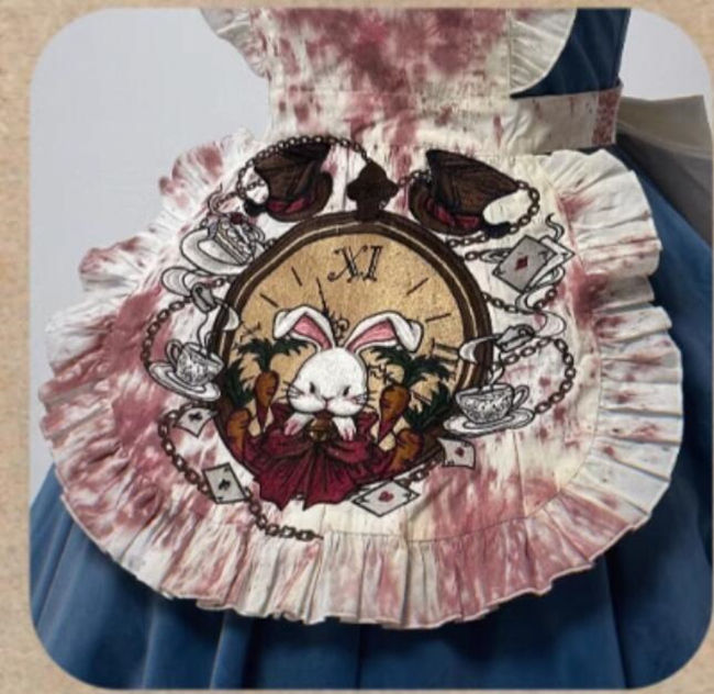Your Highness Alice the Black Fairy Tale Lolita Dress and Apron Pale Blue Size L In Stock
