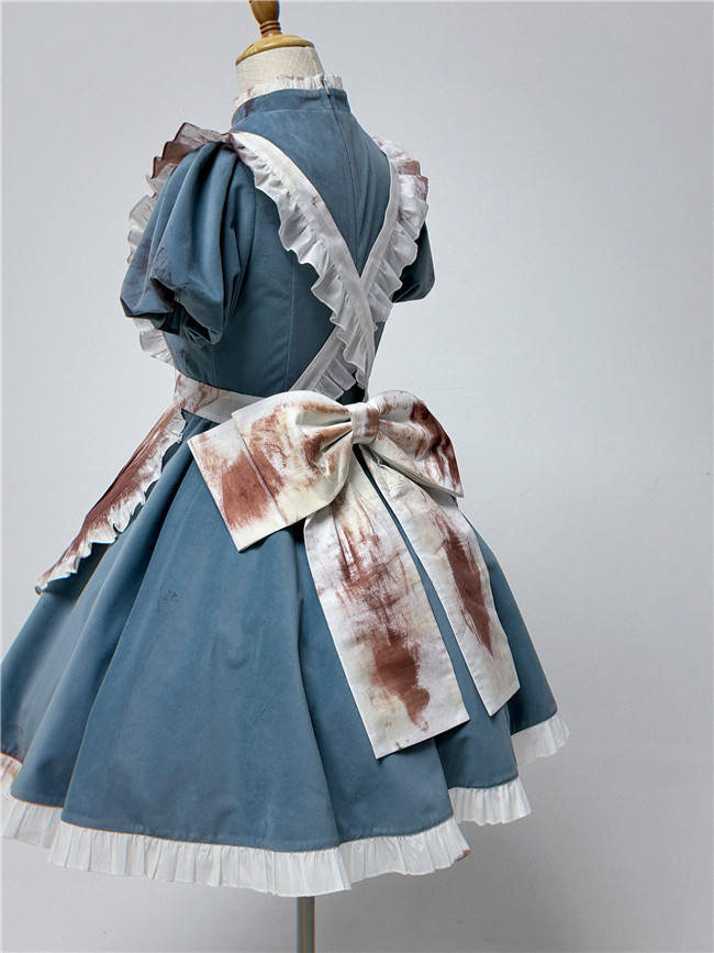 Your Highness Alice the Black Fairy Tale Lolita Dress and Apron Pale Blue Size L In Stock
