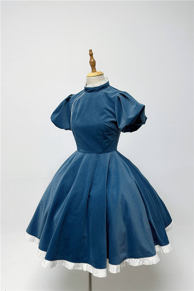 Your Highness Alice the Black Fairy Tale Lolita Dress and Apron Pale Blue Size L In Stock