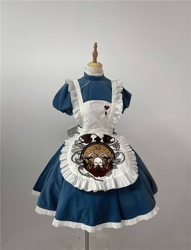 Your Highness Alice the Black Fairy Tale Lolita Dress and Apron Pale Blue Size L In Stock