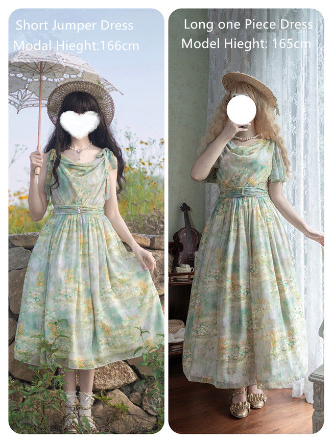 Miss Point Greek Inspired Heap Collar Print Dress
