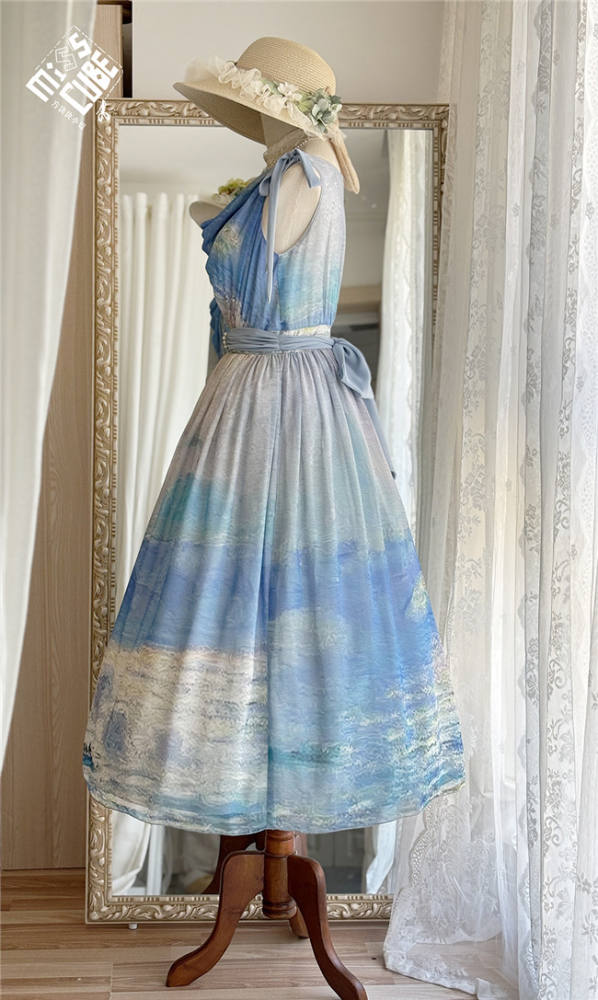 Miss Point Greek Inspired Heap Collar Print Dress