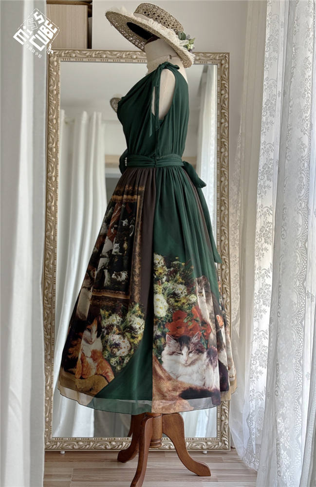 Miss Point Greek Inspired Heap Collar Print Dress