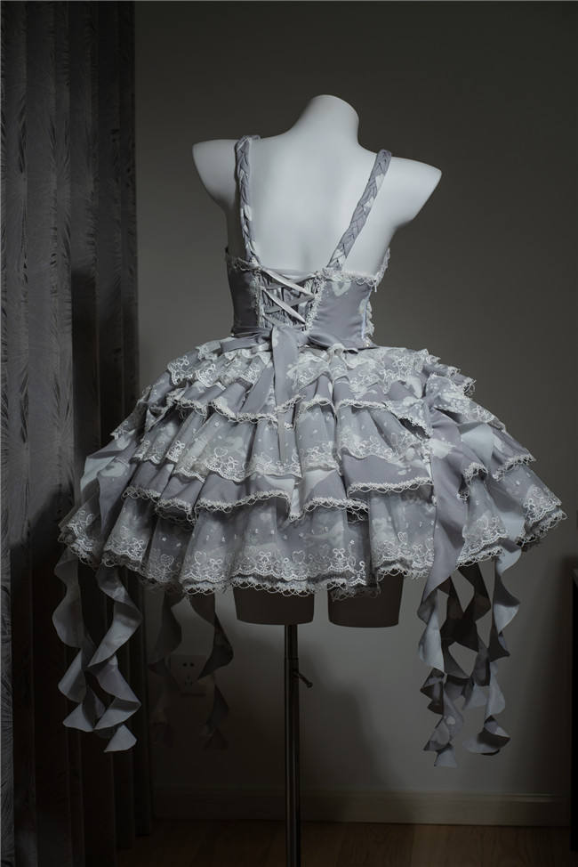 Smoothy Clouds Whale Prints Lolita Jumper Dress Set