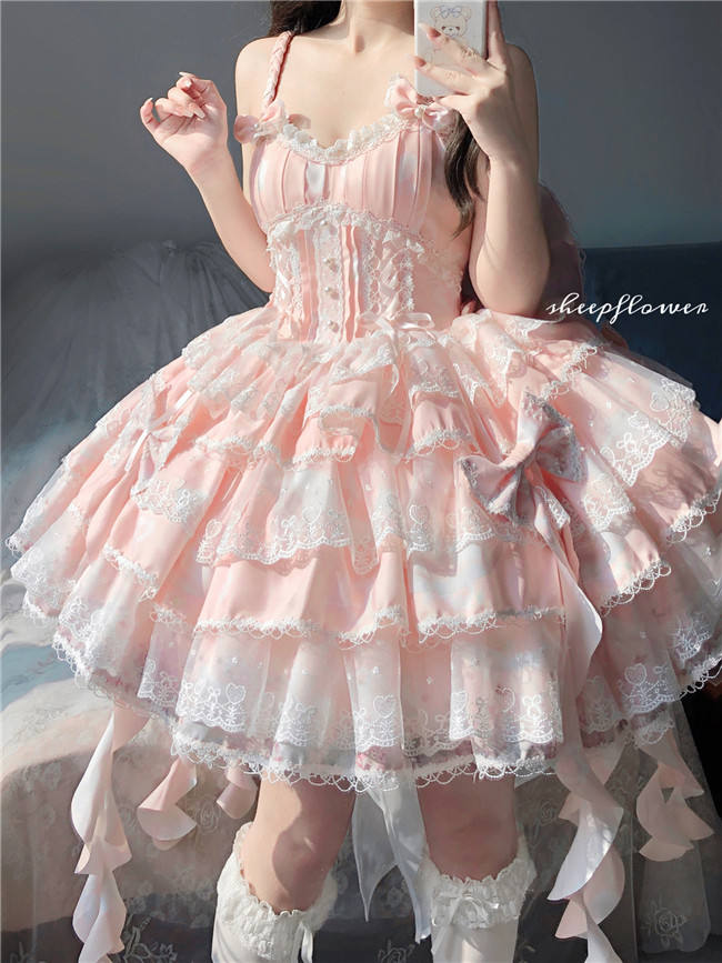 Smoothy Clouds Whale Prints Lolita Jumper Dress Set