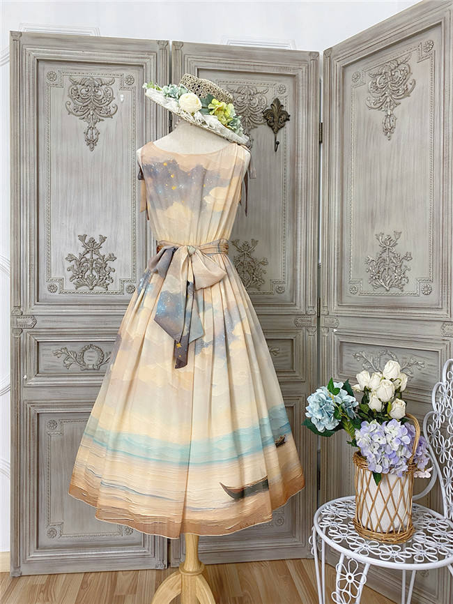 Miss Point Greek Inspired Heap Collar Print Dress
