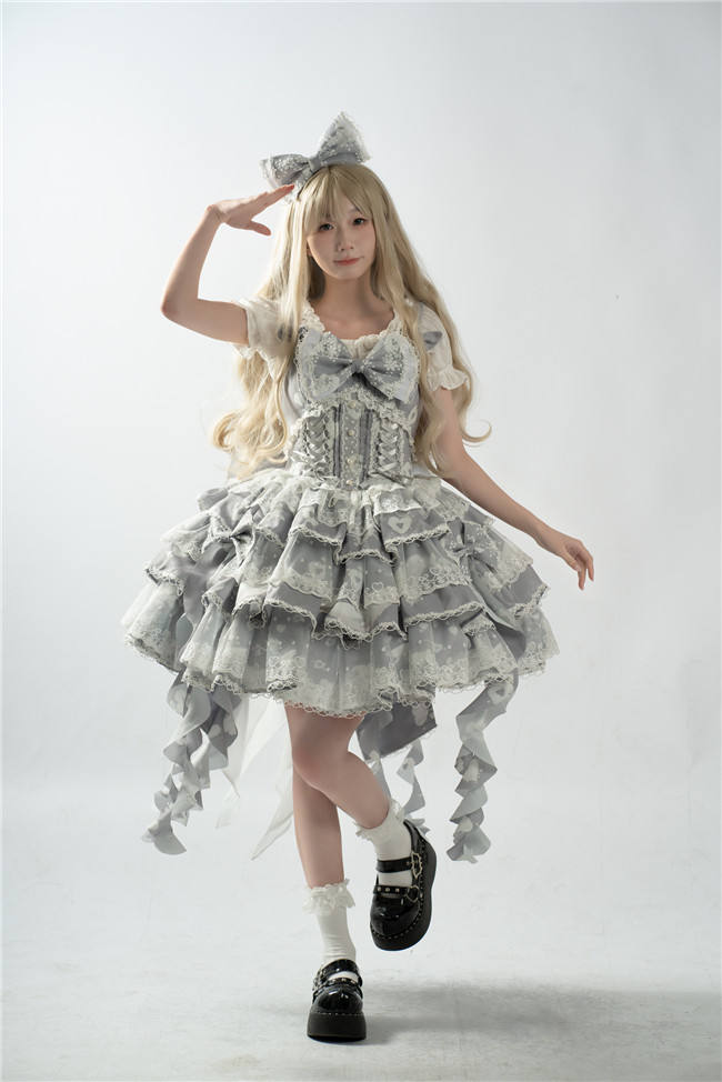 Smoothy Clouds Whale Prints Lolita Jumper Dress Set