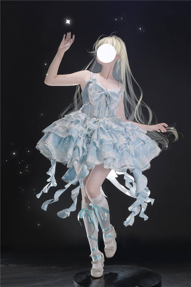 Smoothy Clouds Whale Prints Lolita Jumper Dress Set