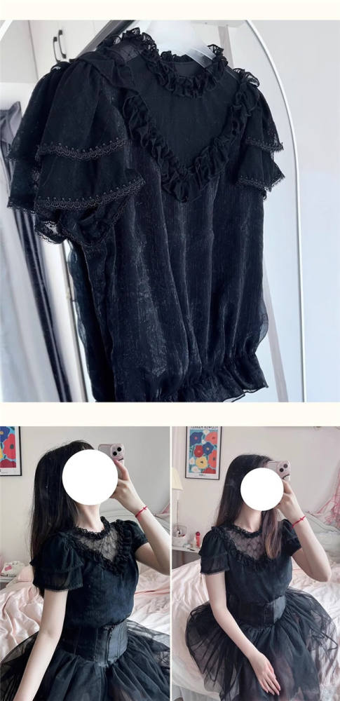 Manta Plus Size Lolita Blouse White and Black