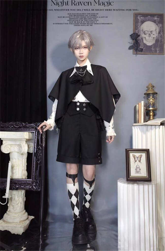 Castle Too Night Raven Magic Ouji Lolita Pants, Blouse, JSK, Cape and Necktie