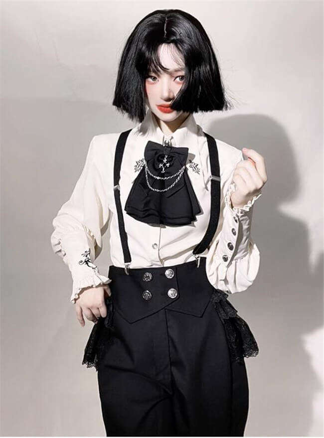 Castle Too Night Raven Magic Ouji Lolita Pants, Blouse, JSK, Cape and Necktie