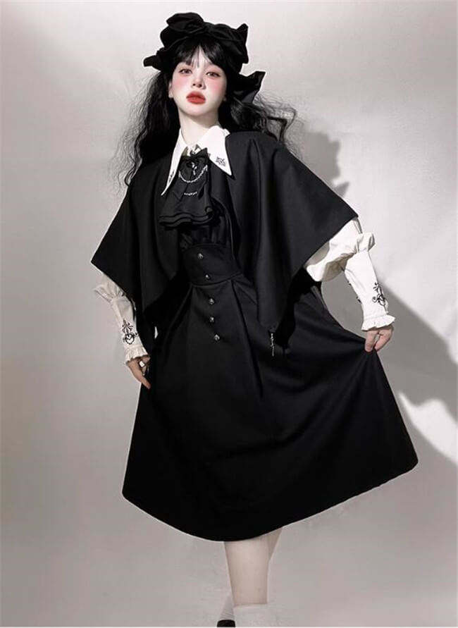 Castle Too Night Raven Magic Ouji Lolita Pants, Blouse, JSK, Cape and Necktie