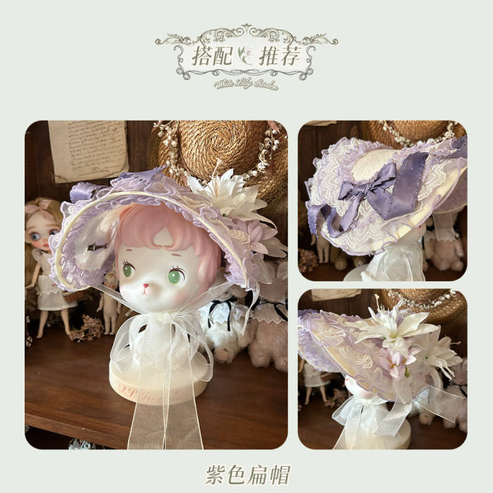 Urtto ~White Lily Garden~ Prints Lolita JSK and Bonnet