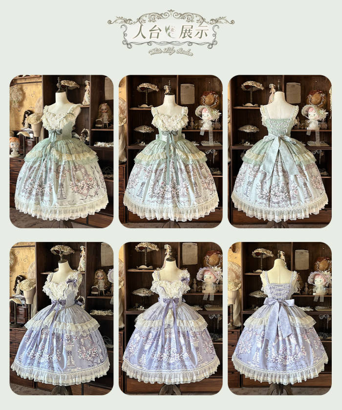 Urtto ~White Lily Garden~ Prints Lolita JSK and Bonnet