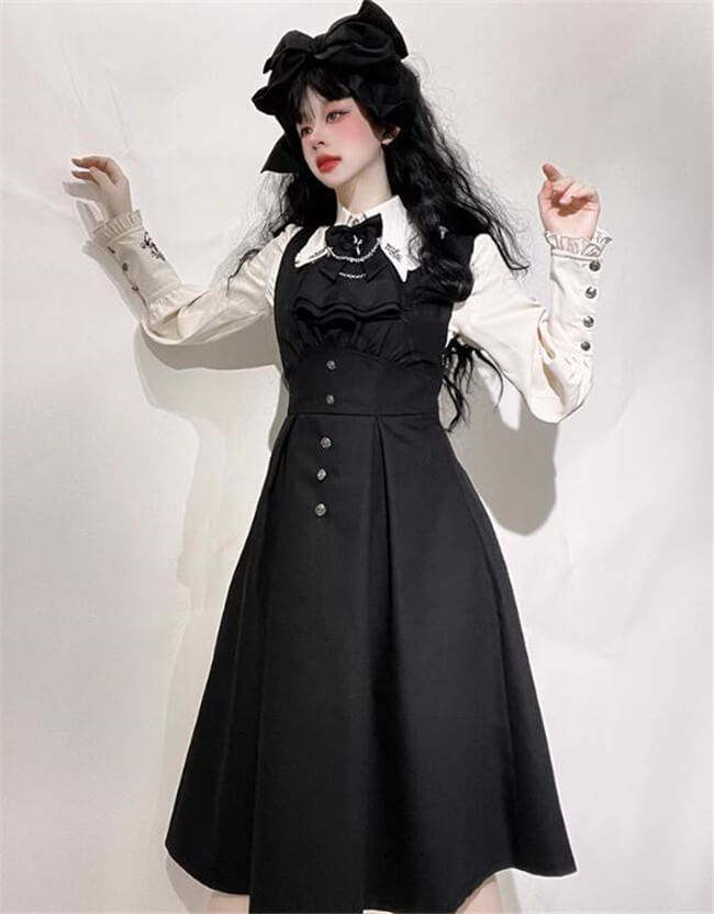 Castle Too Night Raven Magic Ouji Lolita Pants, Blouse, JSK, Cape and Necktie
