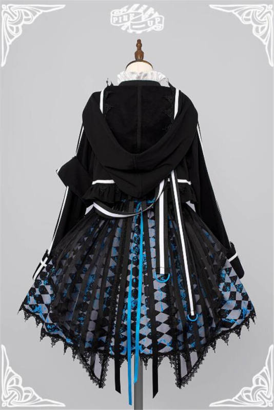 Pink Up and Black Rock Shooter Cooperated Lolita Coat, Top, Skirt, Corset and Hairclip