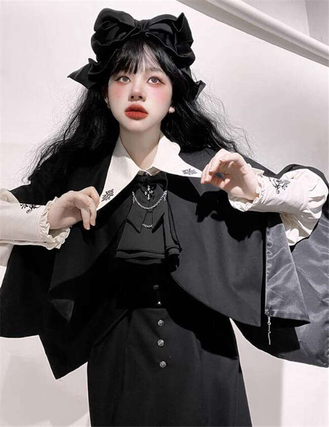 Castle Too Night Raven Magic Ouji Lolita Pants, Blouse, JSK, Cape and Necktie