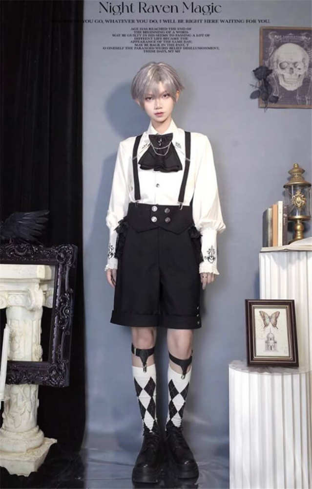 Castle Too Night Raven Magic Ouji Lolita Pants, Blouse, JSK, Cape and Necktie
