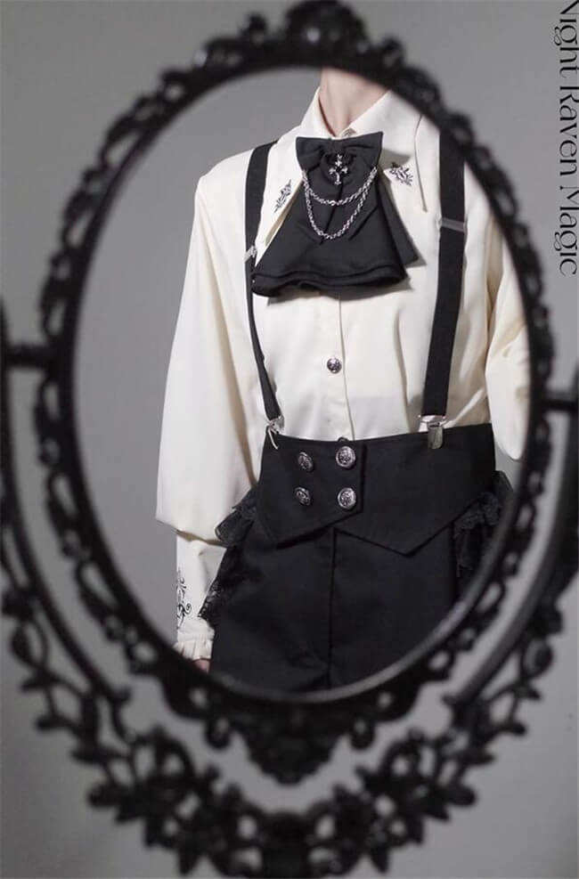 Castle Too Night Raven Magic Ouji Lolita Pants, Blouse, JSK, Cape and Necktie