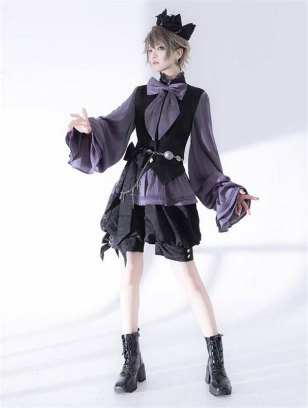 Princess Chronicles Dark Gothic Set 2.0 Purple Blouse, Pants and Vest Ouji Fashion