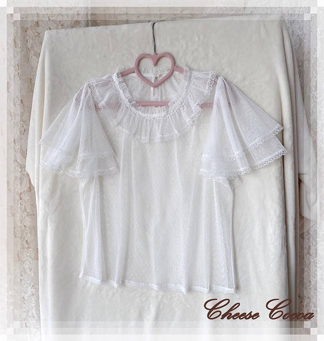 Cheese Cocoa Nocturne Double-layers Fly Sleeves Blouse