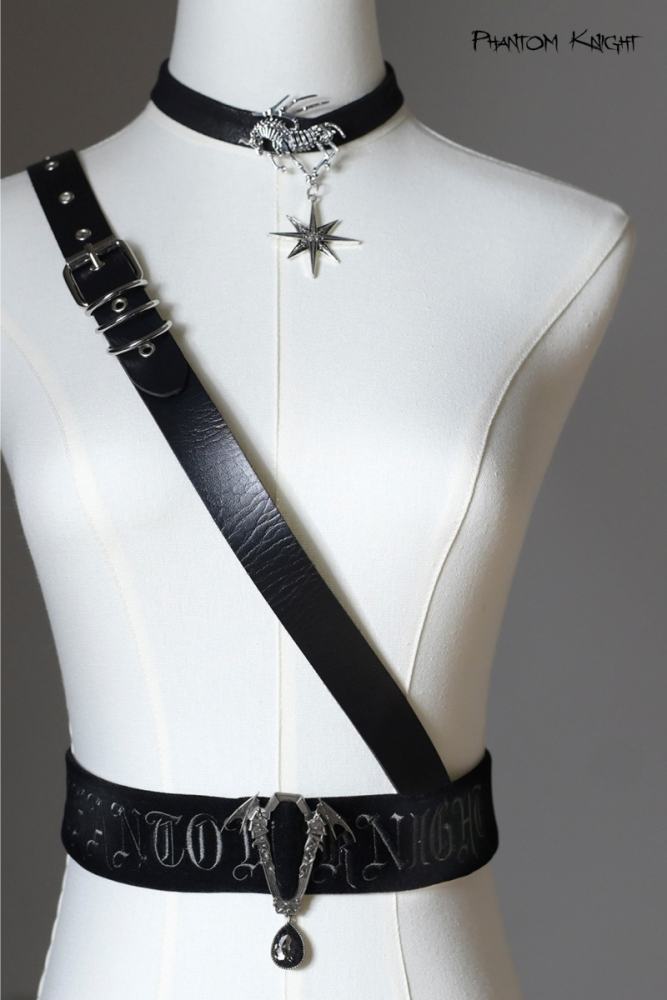 Lilith House ~Phantom Knight~ Gothic Lolita Choker Shoulder Straps and Headdress