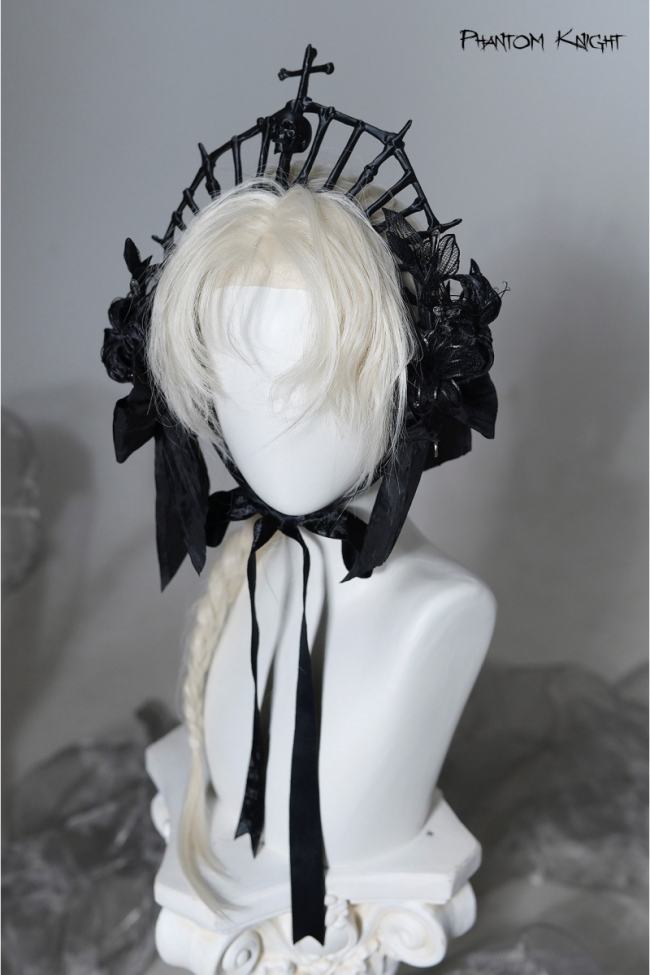 Lilith House ~Phantom Knight~ Gothic Lolita Choker Shoulder Straps and Headdress