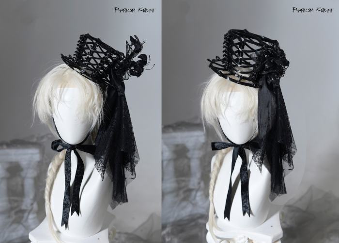 Lilith House ~Phantom Knight~ Gothic Lolita Choker Shoulder Straps and Headdress