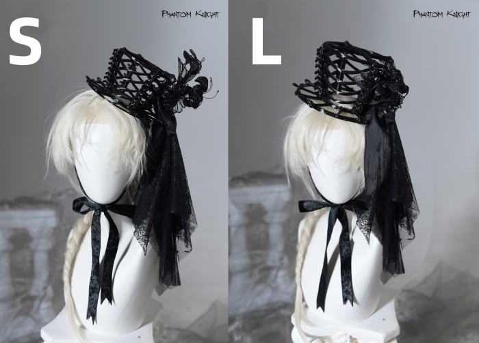Lilith House ~Phantom Knight~ Gothic Lolita Choker Shoulder Straps and Headdress