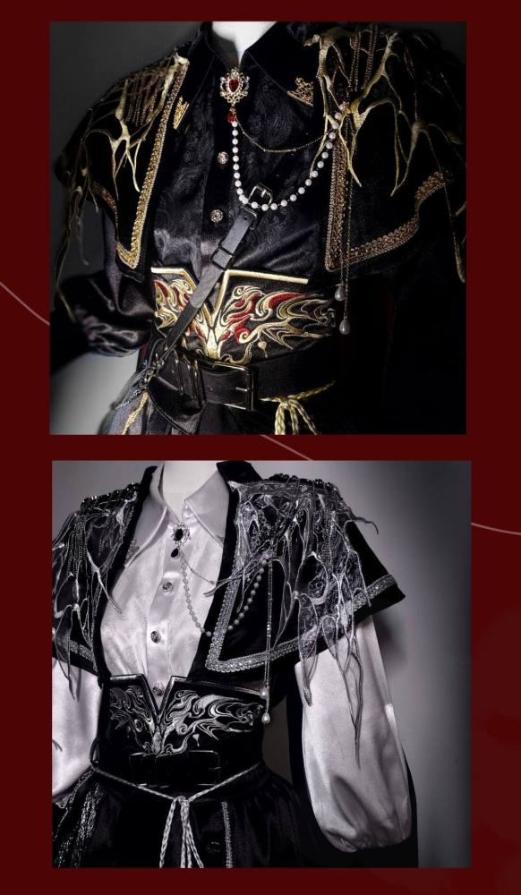 Ying Yue Embroidered Hanfu Military Ouji Cape Skirt and Trousers