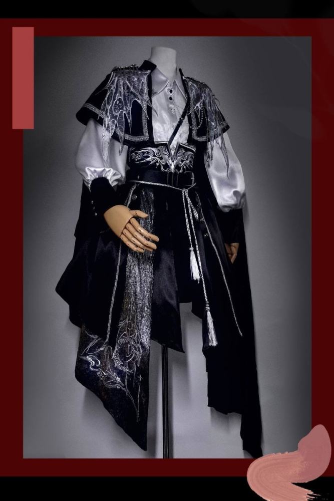 Ying Yue Embroidered Hanfu Military Ouji Cape Skirt and Trousers