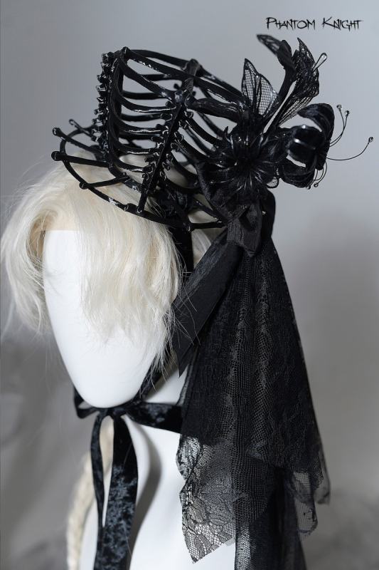 Lilith House ~Phantom Knight~ Gothic Lolita Choker Shoulder Straps and Headdress
