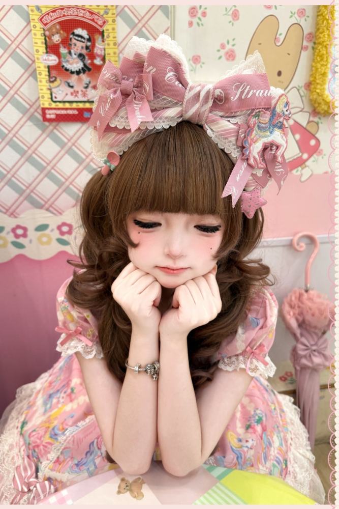 Alice Girl ~Strawberry Macaron~ Sweet Lolita Brooch Choker and Headdress