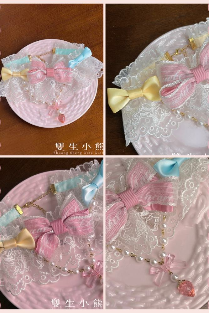 Alice Girl ~Strawberry Macaron~ Sweet Lolita Brooch Choker and Headdress