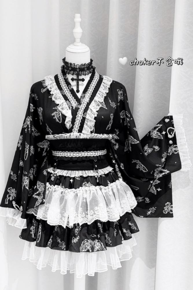 Ginga U ~Sewing Puppet~ Japanese Yukata Jirai Kei Top and Skirt