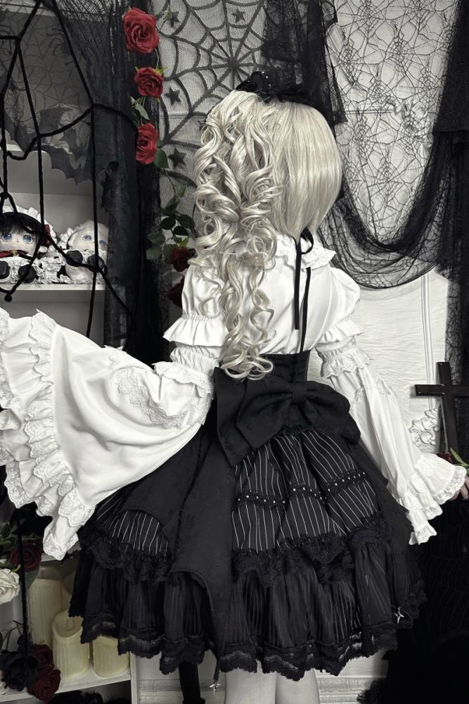 Twilight Song Fishbone Gothic Lolita Girdle Skirt and Blouse