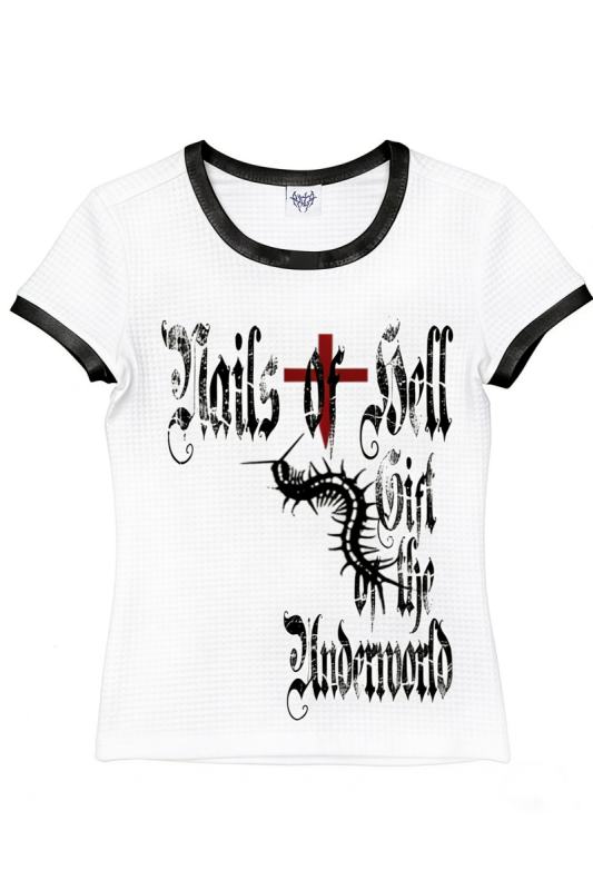 Wet Body Subculture Prints Jirai Kei Cotton T-shirt
